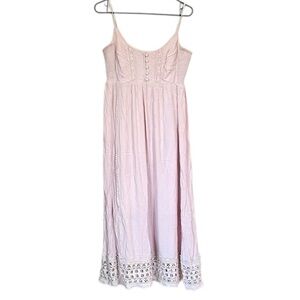 Motherhood Maternity Pink Lace Tank Maxi Dress - Size: Small